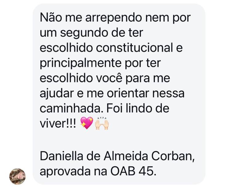 Depoimento de aluno aprovado na OAB